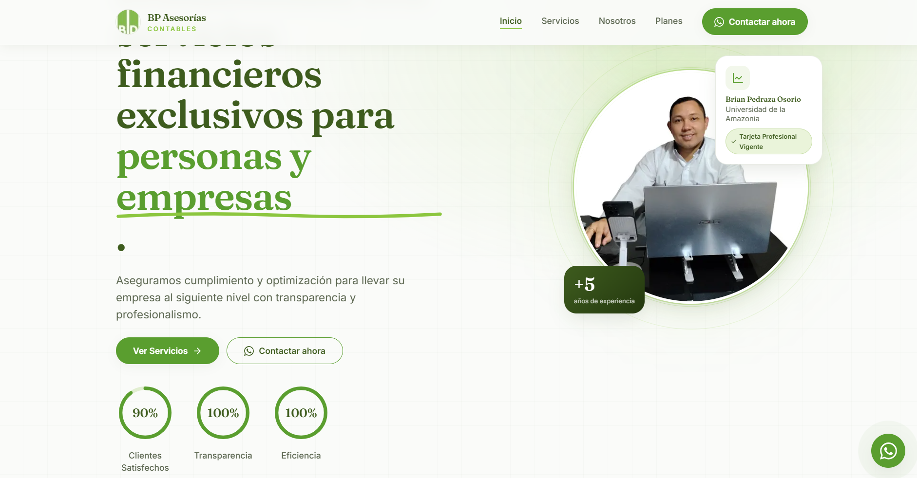 Landing de Servicios Contables y Asesoría Tributaria en Colombia