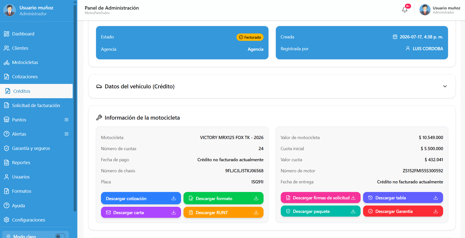 Sistema de Gestión de Ventas, Créditos y Trazabilidad para Concesionario de Motocicletas